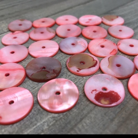 Circle Mother of Pearl Seashell Shell Beads Coral Pink DIY Jewelry making lot - Picture 16 of 17